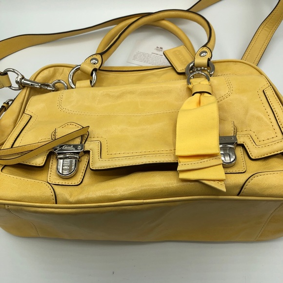 Coach Poppy Leather Pushlock Satchel SUNFLOWER ๐ป - Picture 2 of 7